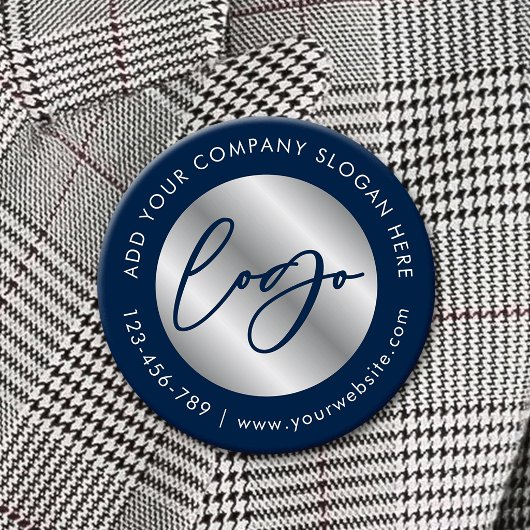 Navy & Silver Logo Corporate Business Werbeartikel Button