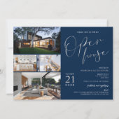 Navy & Silver Modern Real Anwesen Open House Fotos Einladung (Vorderseite)