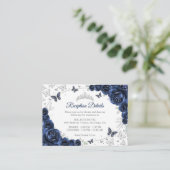 Navy Silver Quinceanera Reception Details Begleitkarte (Stehend Vorderseite)
