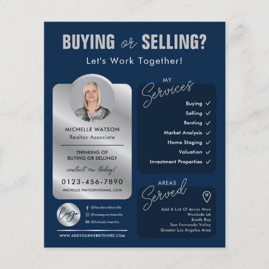 Navy & Silver Real Anwesen Agent Beruflicher Flyer (Vorne)