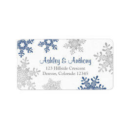 Navy Silver Snowflake Hochzeit Rücksendeadresse Adressaufkleber
