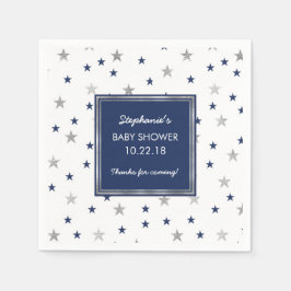 Navy Silver Stars Twinkle Baby Duschdekor Serviette