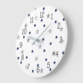 Navy Silver Stars Twinkle Baby Kinderzimmer Decke Große Wanduhr (Winkel)
