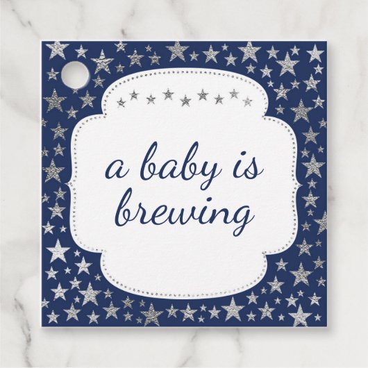 Navy Silver Twinkle - ein Baby braut danke Geschenkanhänger (Vorderseite)