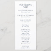 Navy Silver Watercolor Floral Wedding Program Programm (Rückseite)