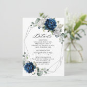 Navy Silver White Champagne Ivory Geometric Detail Begleitkarte (Stehend Vorderseite)