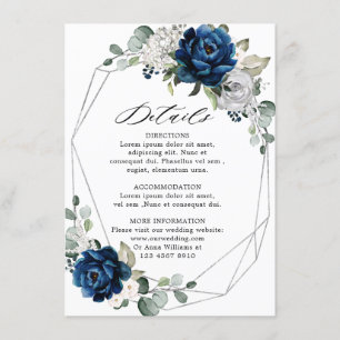 Navy Silver White Champagne Ivory Geometric Detail Begleitkarte