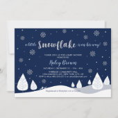 Navy & Silver Winter Wonderland Boy Baby Dusche Einladung (Vorderseite)