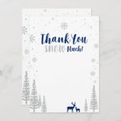 Navy & Silver Winter Wonderland Danke Karte (Vorne/Hinten)
