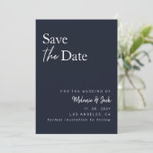 Navy Simple Calligraphy Foto Save the Date (Stehend Vorderseite)