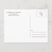 Navy Simple Calligraphy Modern Wedding Ankündigungspostkarte (Rückseite)