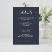 Navy Simple Calligraphy Modern Wedding Enclosure C Begleitkarte (Stehend Vorderseite)
