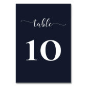 Navy Simple Calligraphy Modern Wedding Tischnummer (Rückseite)