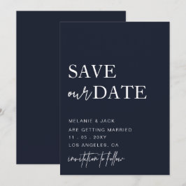 Navy Simple Calligraphy Save the Date
