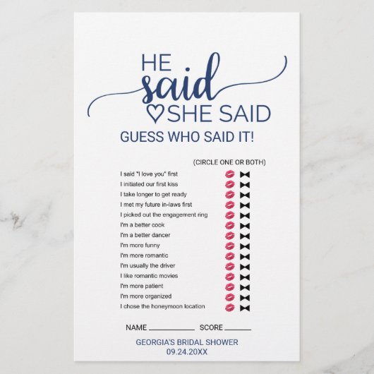 Navy Simple Calligraphy Wedding Word Search Game Flyer (Vorne)