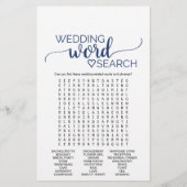 Navy Simple Calligraphy Wedding Word Search Game Flyer (Hinten)