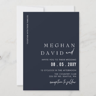 Navy Simple Elegante Moderne Hochzeit Einladung