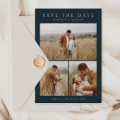 Navy Simple Eleganto Modern Four Foto Save The Date