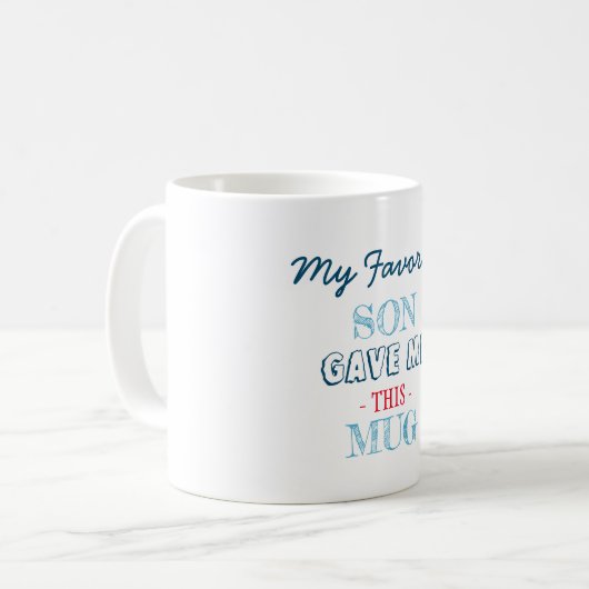 Navy Simple Favorite Son Geschenk an Mutter Kaffeetasse (Vorderseite Links)