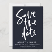 Navy Simple Handwriting Calligraphy Save the Date Magneteinladung (Vorderseite)