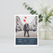 Navy Simple & Modern Foto Save the Date Ankündigungspostkarte (Stehend Vorderseite)