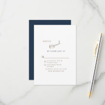 Navy Simple Modern Wedding RSVP