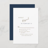 Navy Simple Modern Wedding RSVP (Vorne/Hinten)