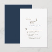 Navy Simple Modern Wedding RSVP Karte (Vorne/Hinten)