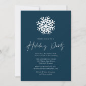 Navy Simple Snowflake Holiday Party Einladung (Vorderseite)