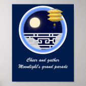 Navy Sky - White Moon Window Mitte Herbst Festival Poster (Vorne)