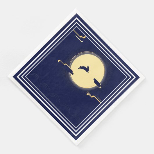 Navy Sky - White Moon Window Mitte Herbst Festival Serviette (Ecke)