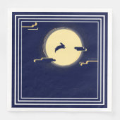 Navy Sky - White Moon Window Mitte Herbst Festival Serviette (Vorderseite)