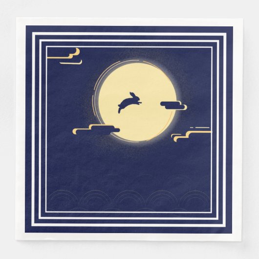 Navy Sky - White Moon Window Mitte Herbst Festival Serviette (Vorderseite)