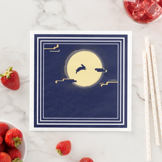 Navy Sky - White Moon Window Mitte Herbst Festival Serviette (Beispiel)