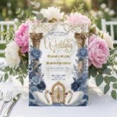 Navy Slate Blue Watercolor Floral Wedding Einladung