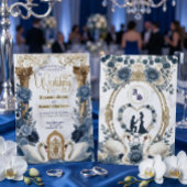 Navy Slate Blue Watercolor Floral Wedding Einladung