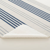 Navy Slate Ticking Stripe Linen Texture Sherpadecke (3/4)