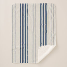 Navy Slate Ticking Stripe Linen Texture Sherpadecke
