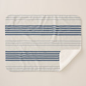 Navy Slate Ticking Stripe Linen Texture Sherpadecke (Vorderseite (Horizontal))