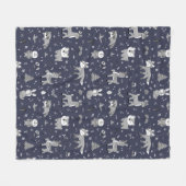 Navy Sleepy Woodland Critters Gender Neutral Fleecedecke (Vorderseite (Horizontal))