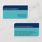 Navy Smart Student Anstellung Lebenslauf Karte (Vorne/Hinten)