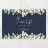 Navy Snowberry+Eucalyptus Winter Wedding Mini Alkoholflaschenetikett (Einzelnes Label)
