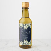 Navy Snowberry+Eucalyptus Winter Wedding Mini Weinetikett (Vorderseite)