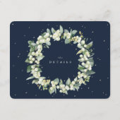 Navy Snowberry+Eukalyptus Ewedding Details Begleitkarte (Rückseite)