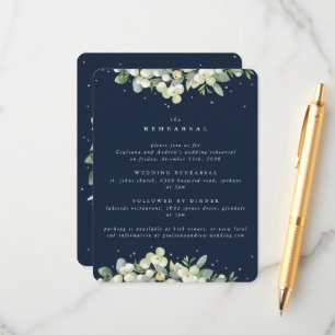 Navy Snowberry+Eukalyptus Ewedding Probe Begleitkarte