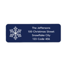 Navy Snowflake Address Labels