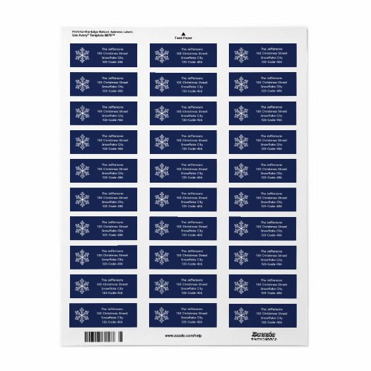 Navy Snowflake Address Labels (Vorne)