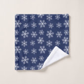Navy Snowflake Bath Handtuch Set (Waschlappen)