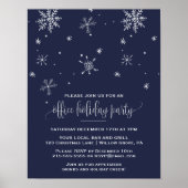 Navy Snowflake Company Weihnachten Party Einladung Poster (Vorne)