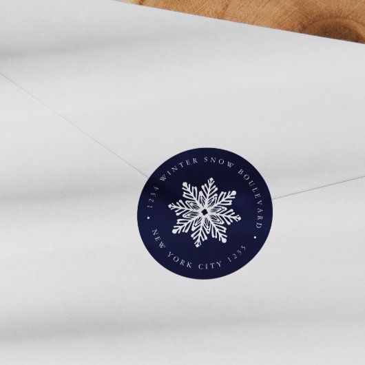 Navy Snowflake Hochzeiten Weihnachtsansprache Cl Runder Aufkleber
